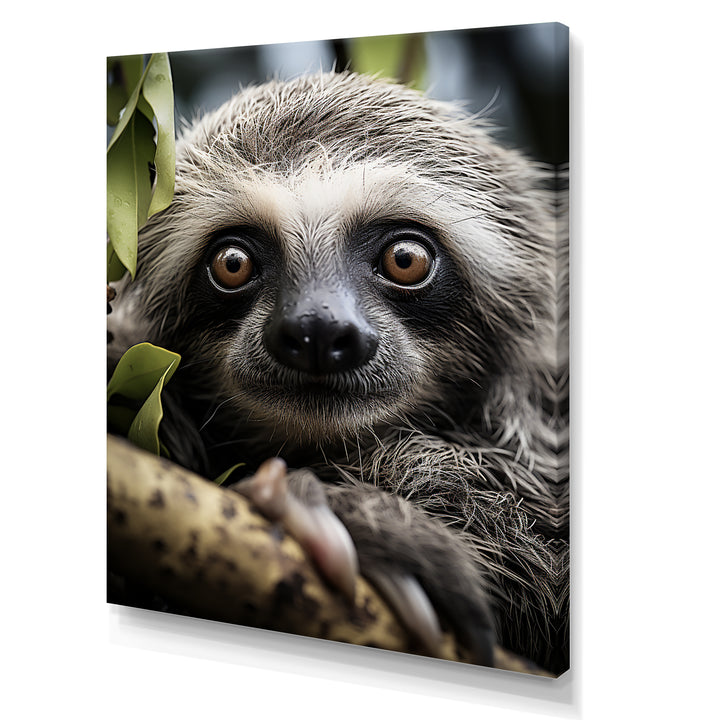 Sloth Portrait Vibrant - Sloth Framed Canvas Art