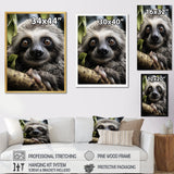 Sloth Portrait Vibrant - Sloth Framed Canvas Art