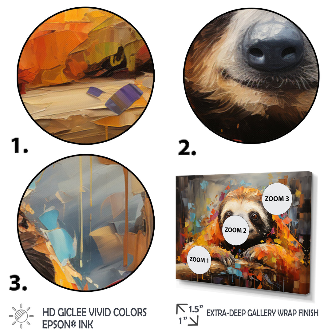 Slumbering Sloth Collage - Sloth Living Room Wall Art