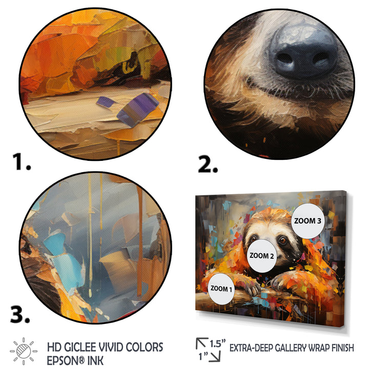 Slumbering Sloth Collage - Sloth Living Room Wall Art