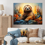 Slumbering Sloth Geometric - Sloth Bedroom Wall Art
