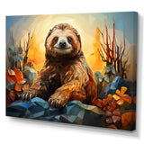 Slumbering Sloth Geometric - Sloth Bedroom Wall Art