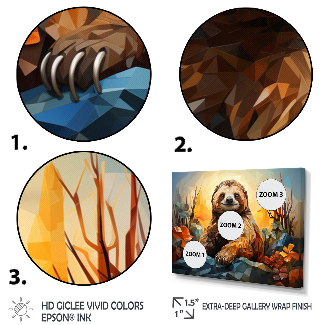 Slumbering Sloth Geometric - Sloth Bedroom Wall Art