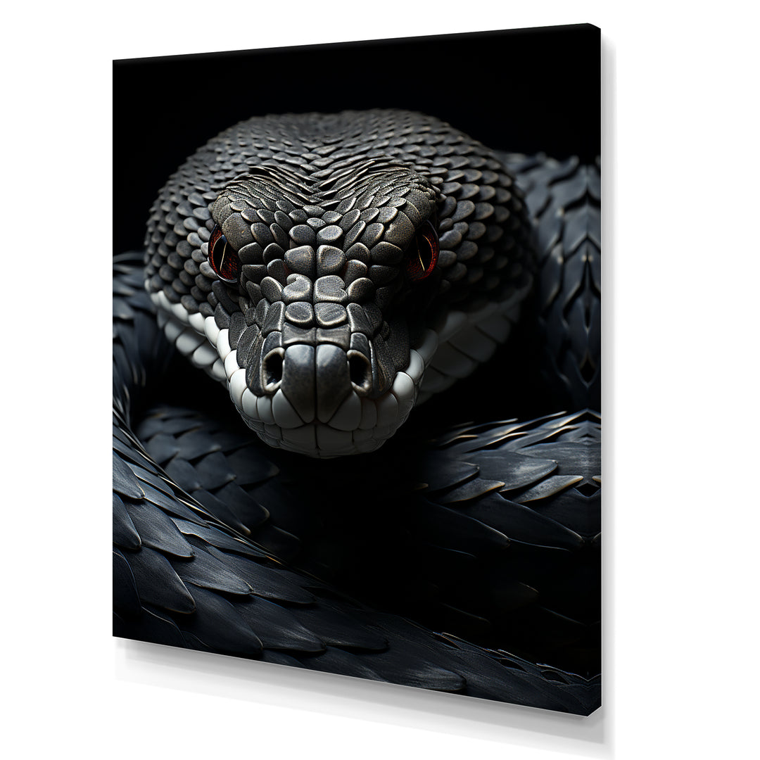 Black Snake Vibrant Portrait - Snake Canvas Wall Art