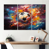 Soccer Ball Kaleidoscope II - 3-Piece Canvas Wall Art