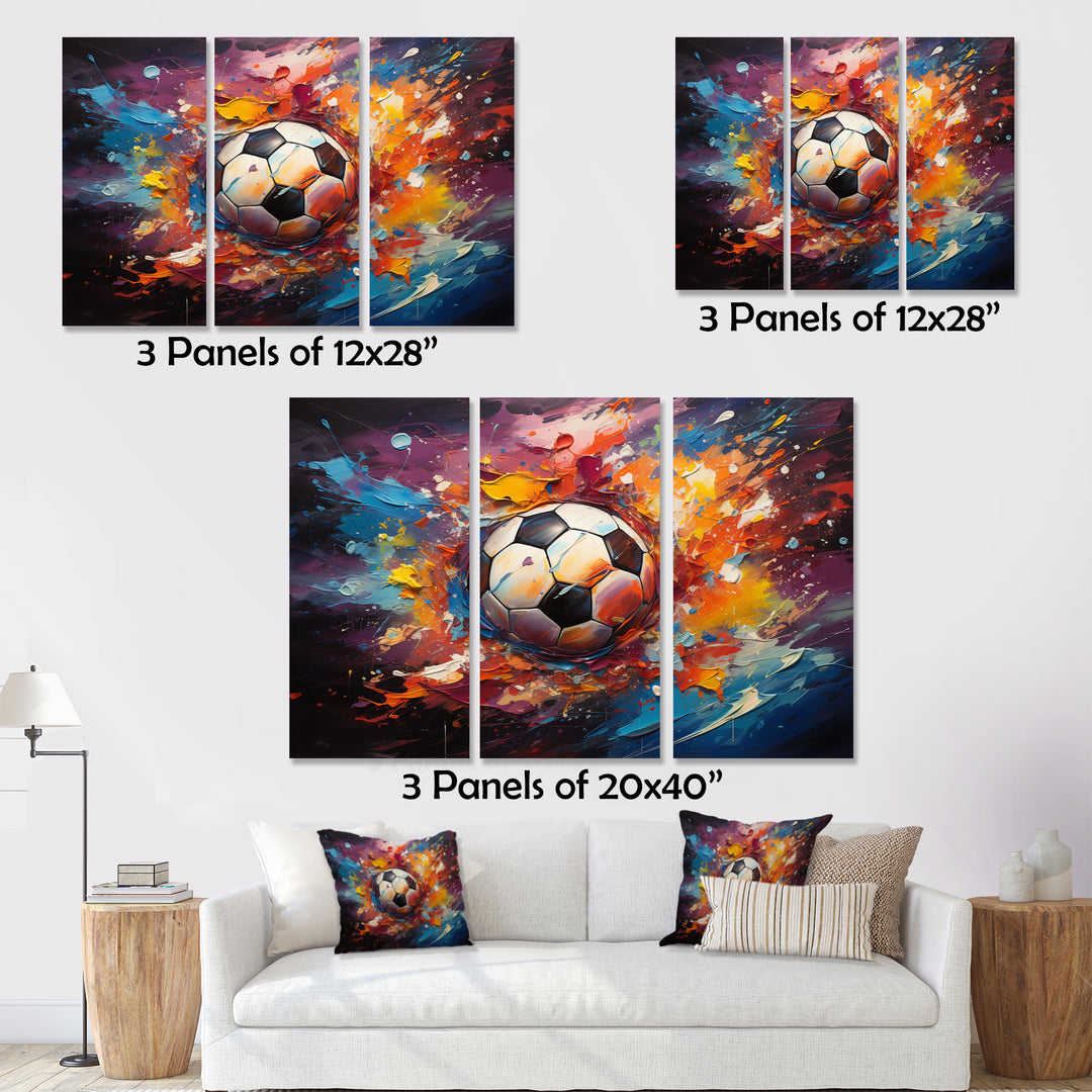 Soccer Ball Kaleidoscope II - 3-Piece Canvas Wall Art