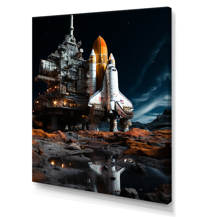 Space Shuttle Moonlit Rendezvous I - Space Shuttle Canvas Wall Art