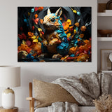 Colorful Squirrel Squirrels Antics Geometric - Squirrel Framed Canvas Art