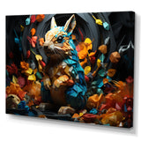 Colorful Squirrel Squirrels Antics Geometric - Squirrel Framed Canvas Art