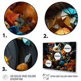 Colorful Squirrel Squirrels Antics Geometric - Squirrel Framed Canvas Art