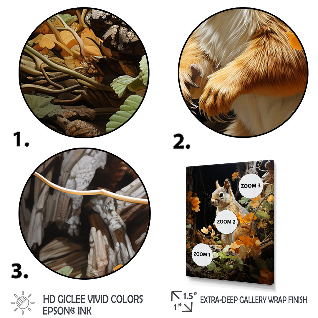 Brown Squirrel Squirrels Antics Pastoral - Squirrel Large Canvas Wall Art