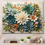 Green Succulents Flowers Serene Succulents VI - Floral Canvas Wall Art