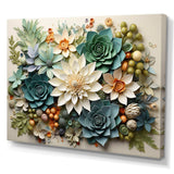 Green Succulents Flowers Serene Succulents VI - Floral Canvas Wall Art