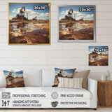 Blue And Orange Space - Landscapes Canvas Wall Art