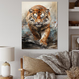 Tiger Descending From The Mountain - Tiger Canvas Wall Art