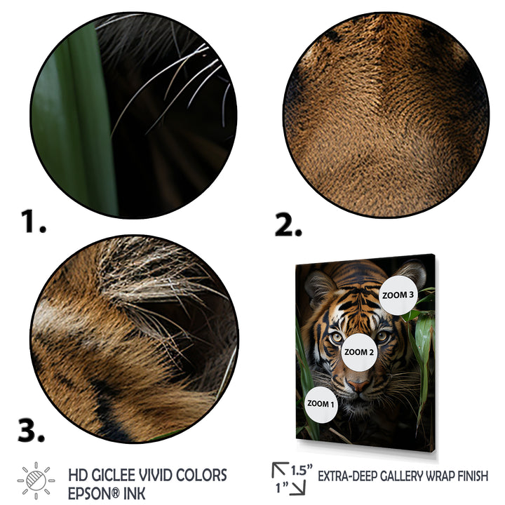 Tiger Portrait Vibrant - Tiger Large Canvas Wall Art