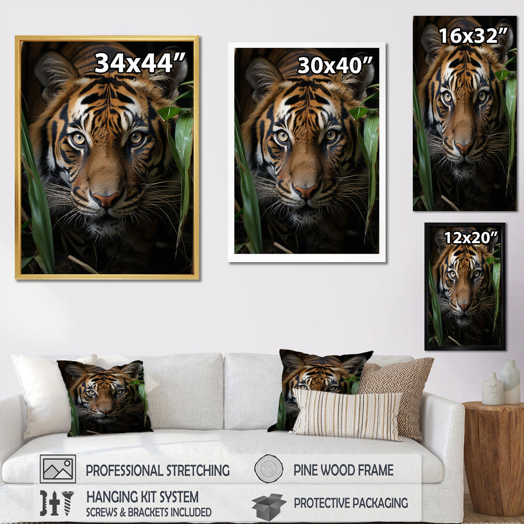 Tiger Portrait Vibrant - Tiger Large Canvas Wall Art