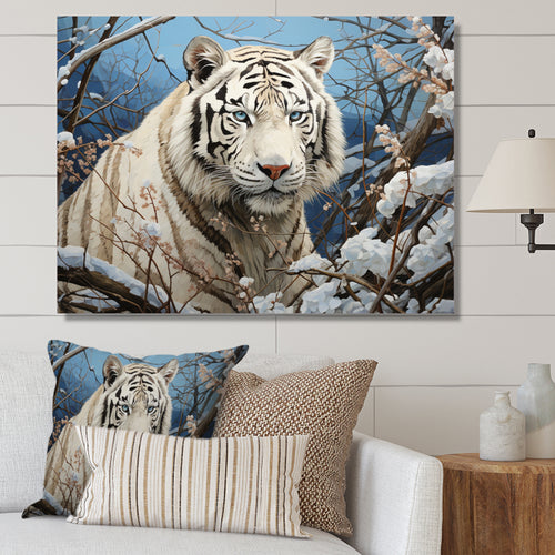 Snow Tiger Roaring Majesty Pastoral - Tiger Canvas Wall Art