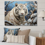Snow Tiger Roaring Majesty Pastoral - Tiger Canvas Wall Art