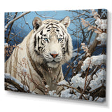 Snow Tiger Roaring Majesty Pastoral - Tiger Canvas Wall Art