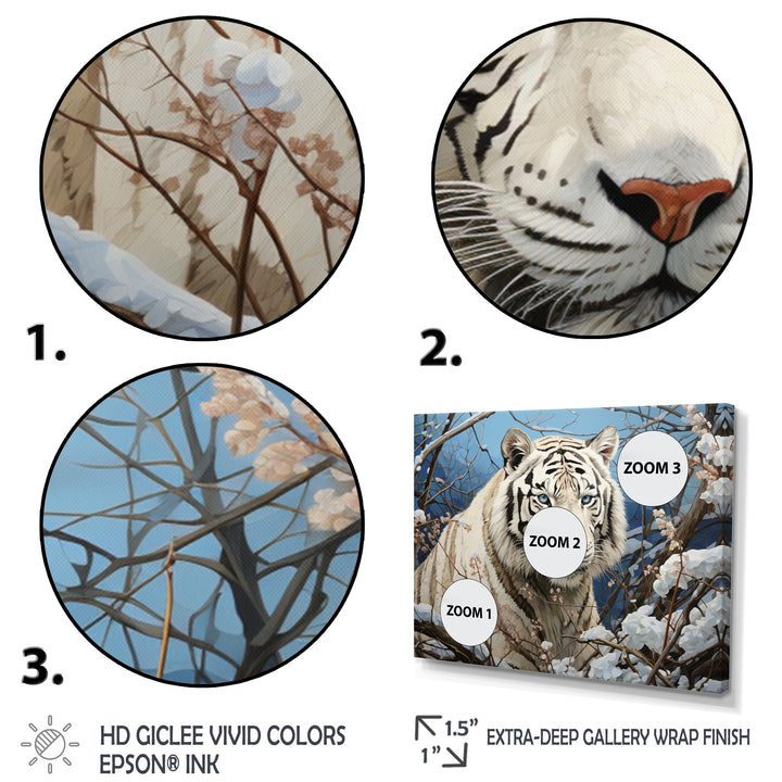 Snow Tiger Roaring Majesty Pastoral - Tiger Canvas Wall Art