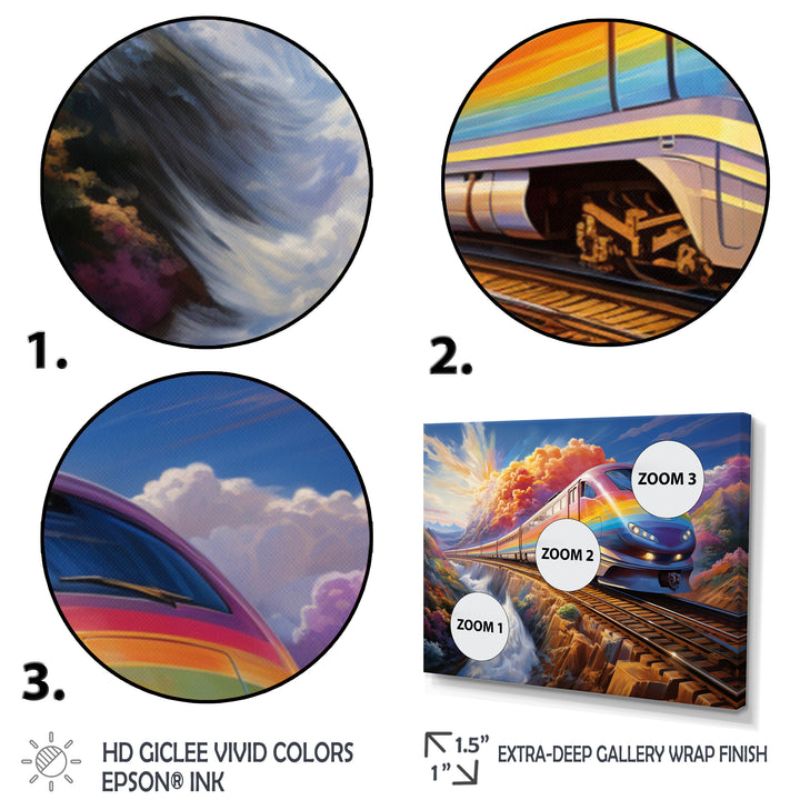 Rainbow Color Train 1950S I - Train Canvas Wall Art