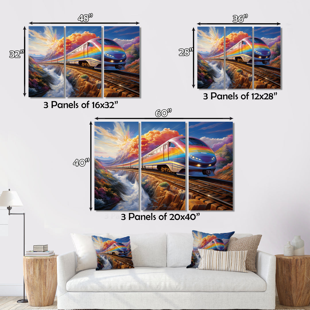 Rainbow Color Train 1950S I - Train Canvas Wall Art