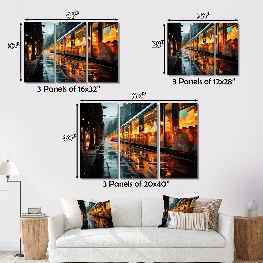 Abstracted Train Reflections I - Train Canvas Wall Art