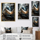 Golden Train Geometric Momentum I - Train Canvas Wall Art
