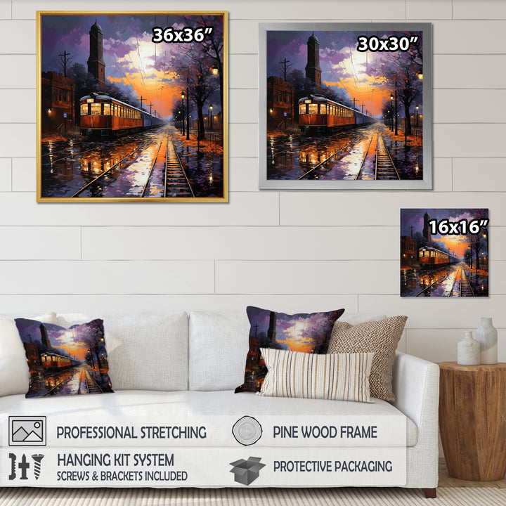 Train Industrial Elegance Pointillism I - Train Canvas Wall Art