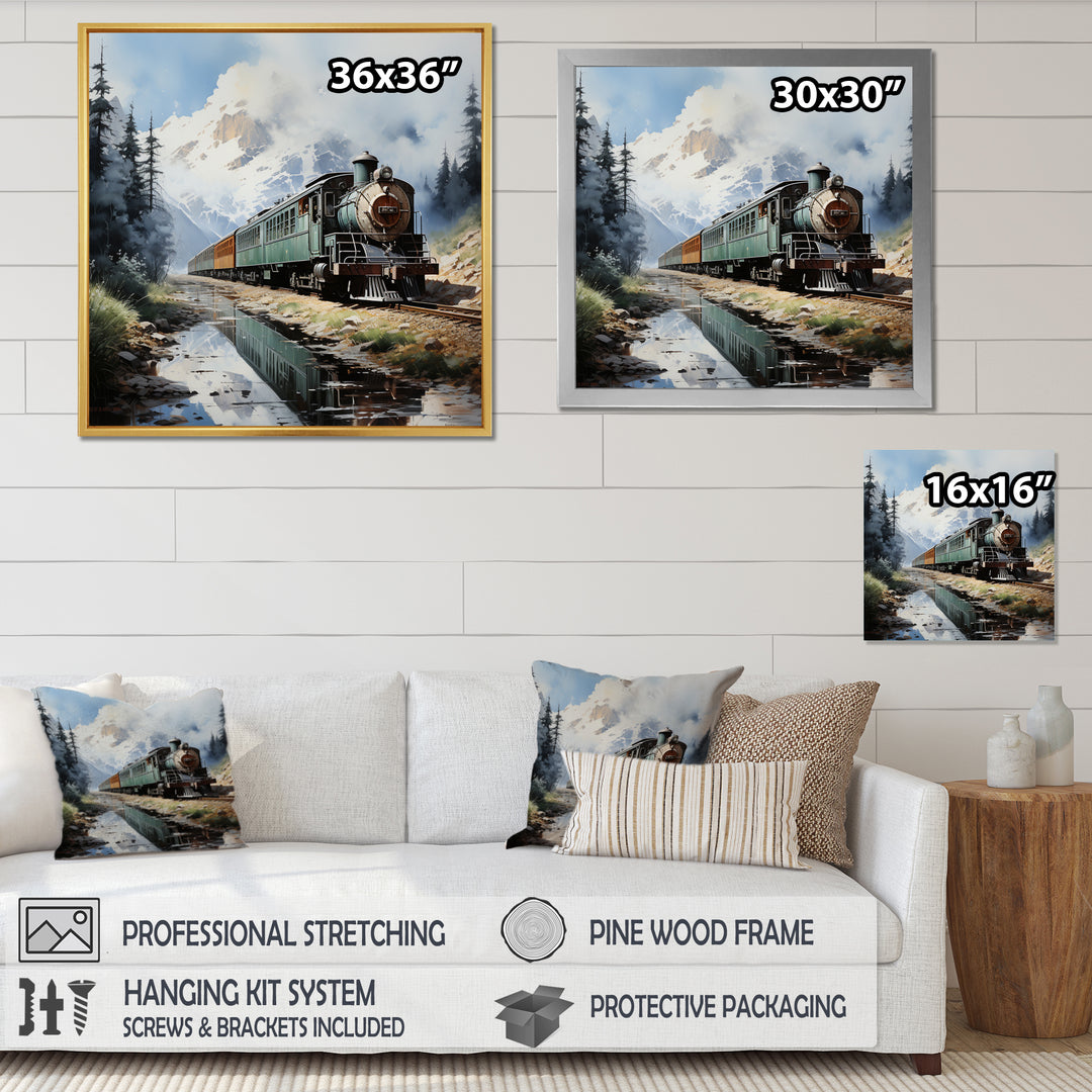 Train Majestic Passage Pointillism I - Train Canvas Wall Art