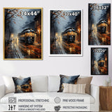 Train Misty Morning Pointillism I - Train Canvas Wall Art