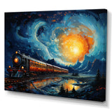 Yellow Blue Train Rails By Vincent - Train Canvas Wall Art