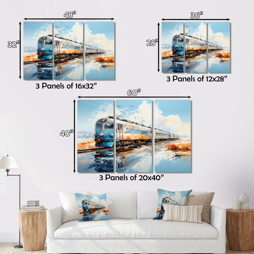 Blue Train Sublime Landscapes I - Train Canvas Wall Art