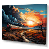 Train Sublime Sunset Landscapes - Train Canvas Wall Art
