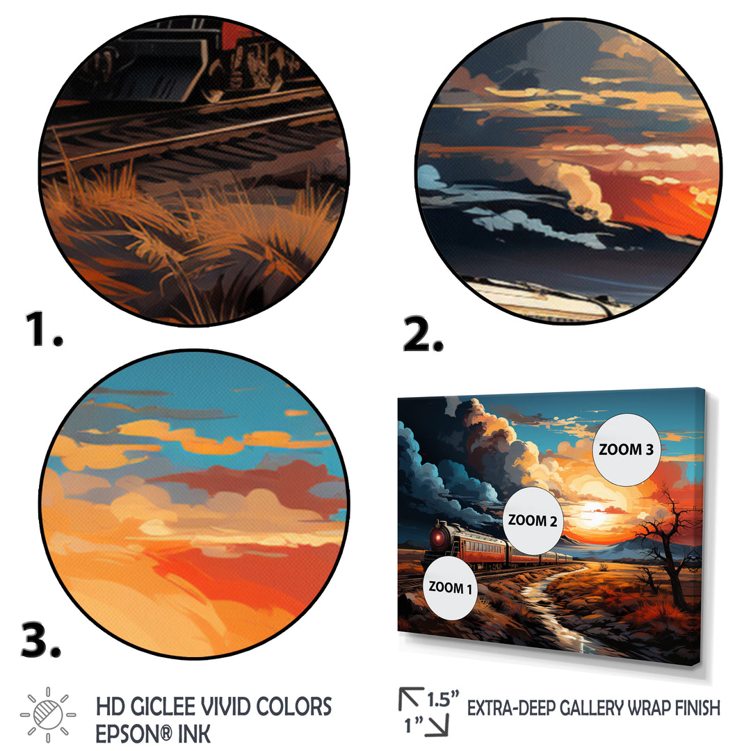 Train Sublime Sunset Landscapes - Train Canvas Wall Art