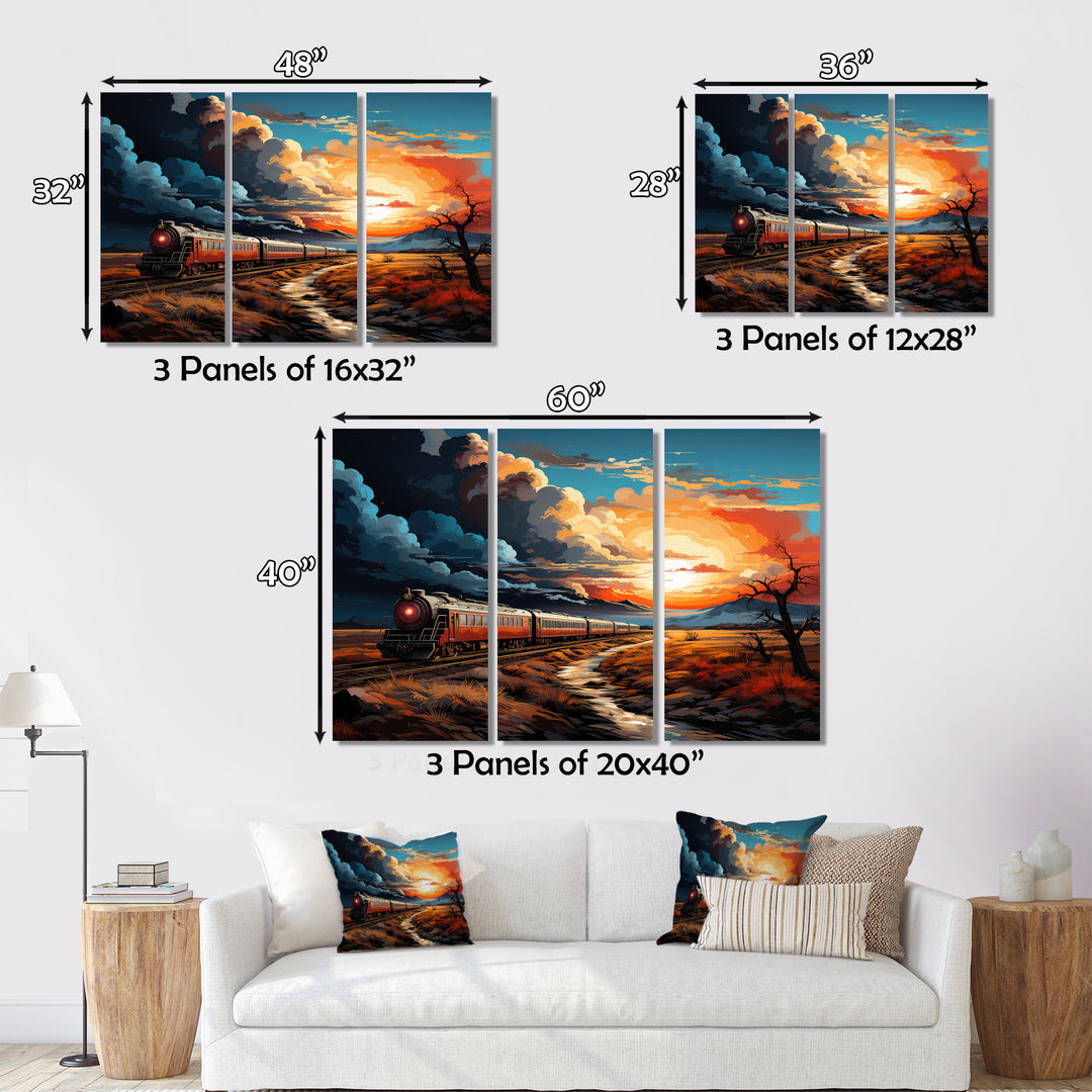 Train Sublime Sunset Landscapes - Train Canvas Wall Art