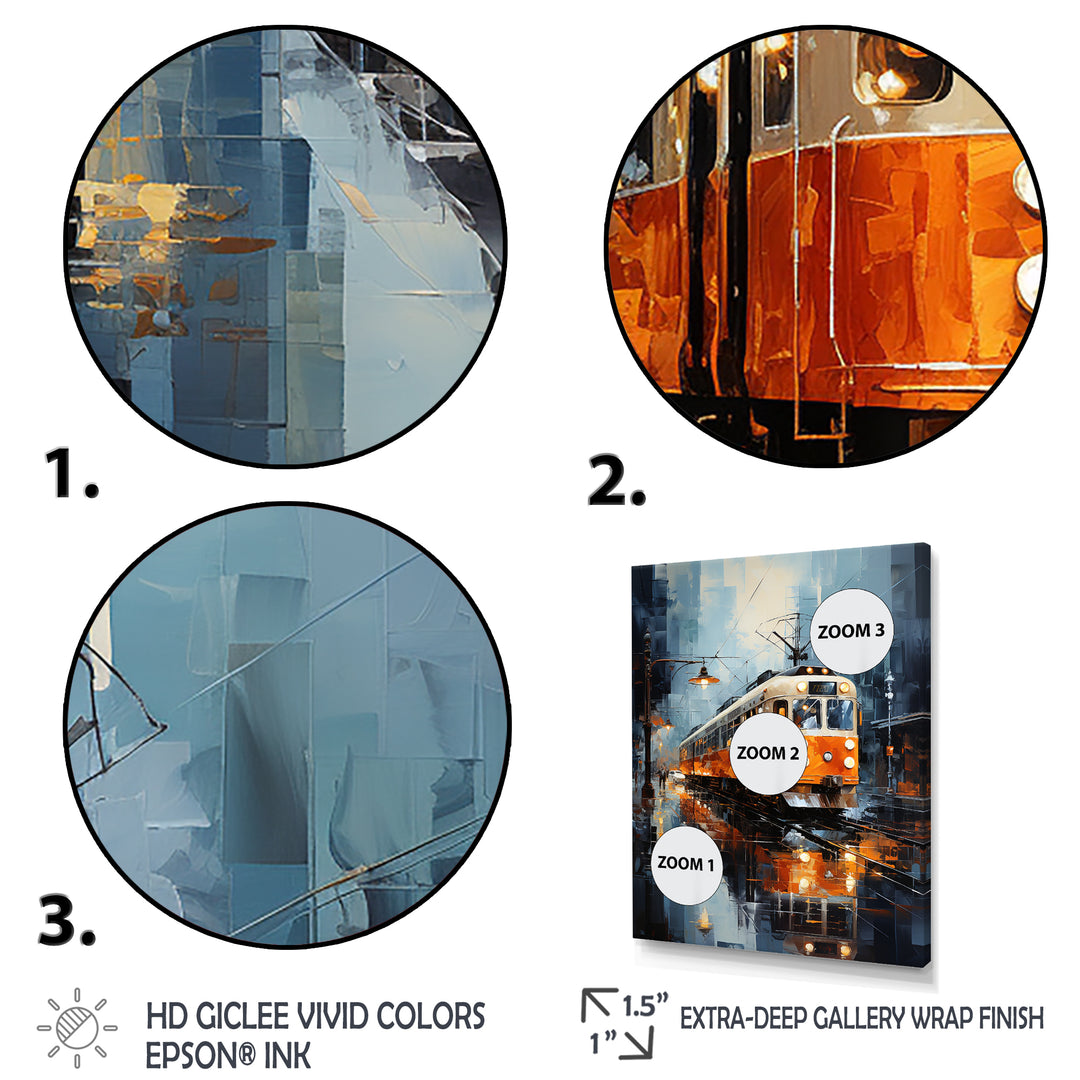 Orange White Train Journey - Train Canvas Wall Art