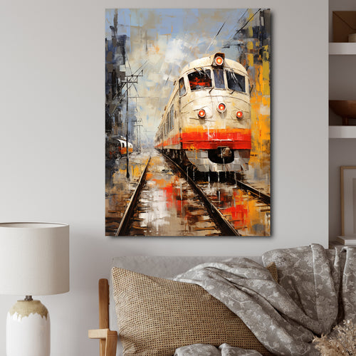 White Red Train Journey - Train Canvas Wall Art