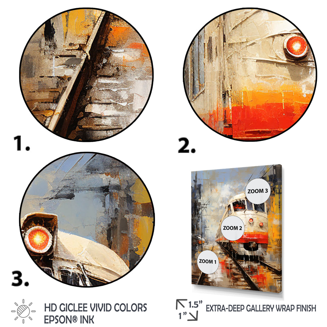 White Red Train Journey - Train Canvas Wall Art