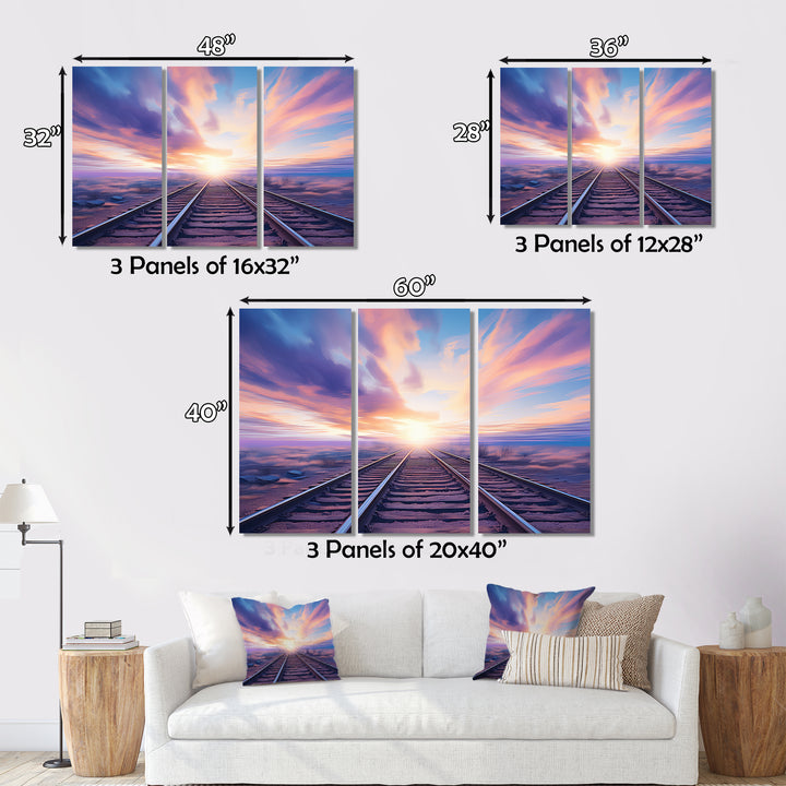 Purple Train Transcendent Tracks - Train Canvas Wall Art