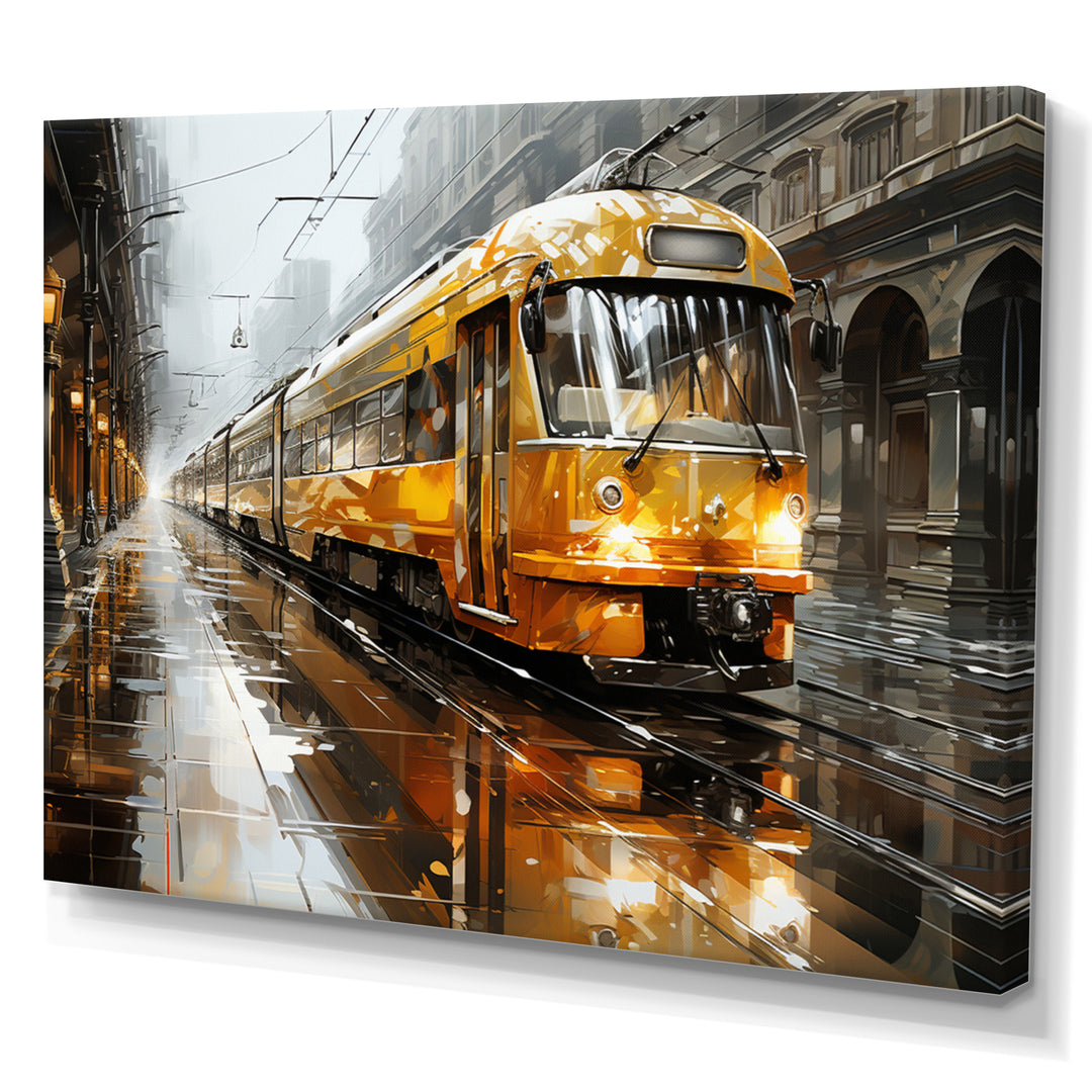 Yellow Train Translucent Rhythms I - Train Canvas Wall Art