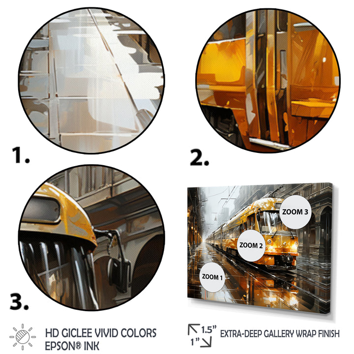 Yellow Train Translucent Rhythms I - Train Canvas Wall Art
