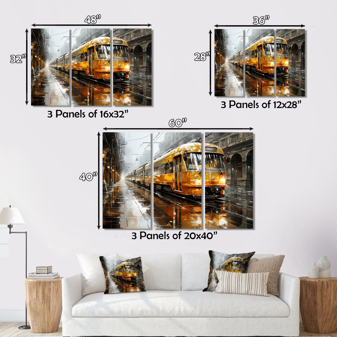 Yellow Train Translucent Rhythms I - Train Canvas Wall Art