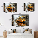 Yellow Train Translucent Rhythms I - Train Canvas Wall Art