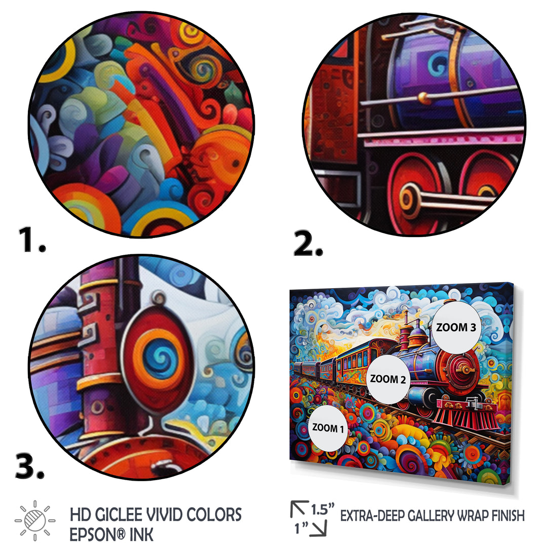 Abstract Train Whimsical Journey I - Train Canvas Wall Art