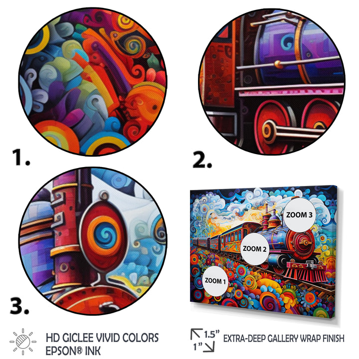 Abstract Train Whimsical Journey I - Train Canvas Wall Art