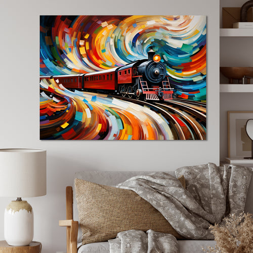 Abstract Train Whirling Momentum - Train Canvas Wall Art