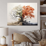 Coral White Tree Duality - Landscapes Canvas Wall Art