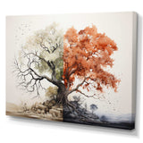 Coral White Tree Duality - Landscapes Canvas Wall Art